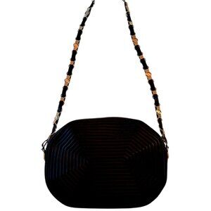 RARE Vintage Revillon French Octagon Black Quilted Leather Antique Handbag